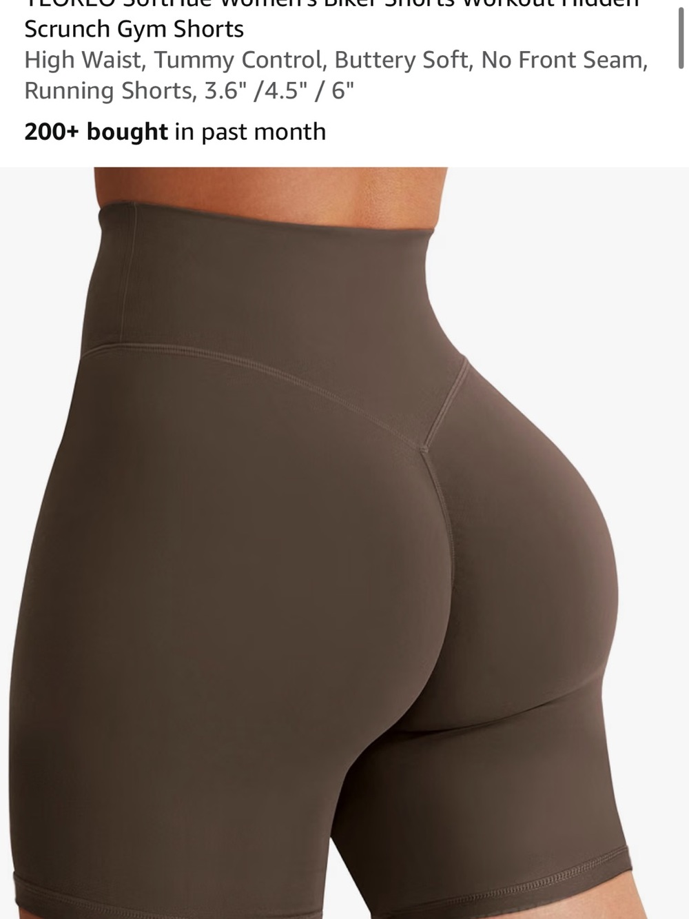 Amazon High-Waist Scrunch Biker Shorts — Brown